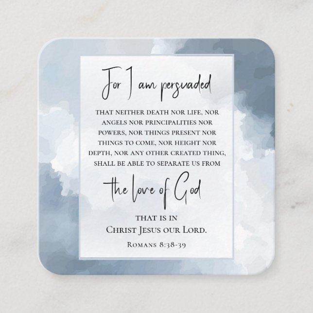 Romans 8:38-39 Love of God Bible Verse Christian Square Business Card (Front)