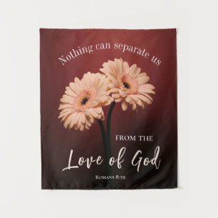 Romans 8 39 Love of God Bible Verse Pink Brown  Tapestry