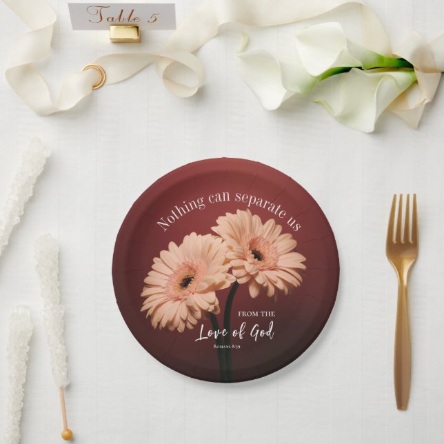 Romans 8 39 Love of God Christian Bible Verse  Paper Plate (Wedding)
