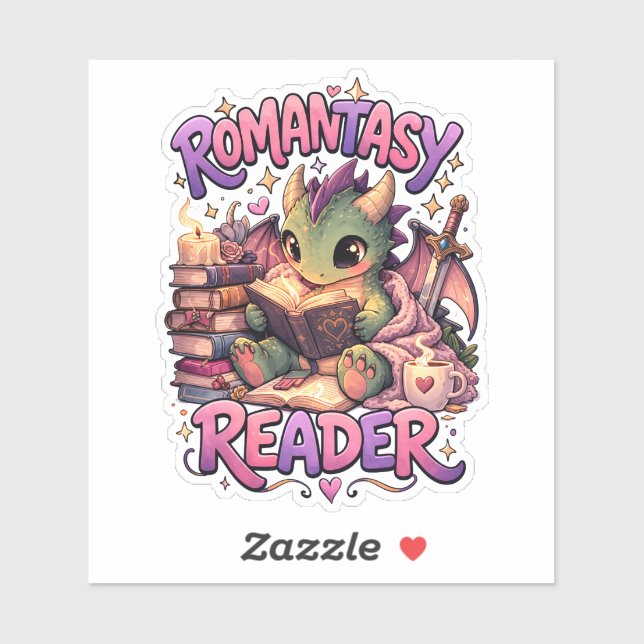 Romantasy Dragon Reader Custom-Cut Vinyl Sticker (Sheet)