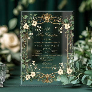 Romantasy New Chapter Art Nouveau Bridal Shower Acrylic Invitations