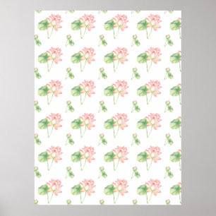 Romantic Сute lotus flowers Poster