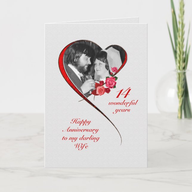 Romantic 14th Wedding Anniversary for Wife Card (Front)