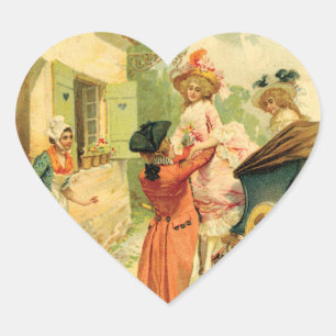 Romantic 18th Century Couple n Carriage Heart Sticker