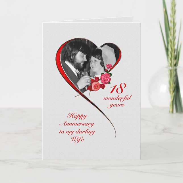 Romantic 18th Wedding Anniversary for Wife Card (Front)