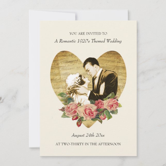 Romantic 1920's Themed Wedding Invitations (Front)