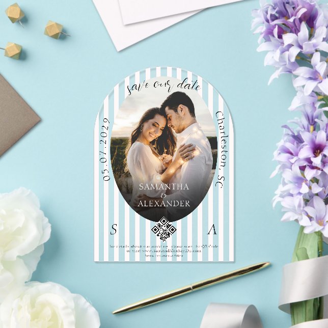 Romantic 1 Photo Scribble QR Code Save the Date Acrylic Invitations (Insitu (Wedding))