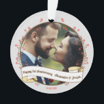 Romantic 1st anniversary decorative photo frame ornament<br><div class="desc">Romantic 1st wedding anniversary decorative photo frame with hearts Ornament.</div>