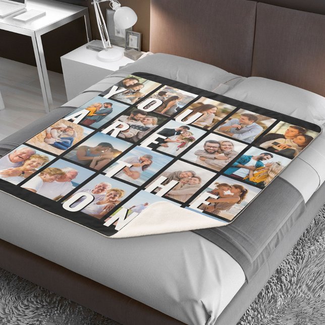 Romantic 20 Photo Collage You are the One Black Sherpa Blanket (Creator Uploaded)