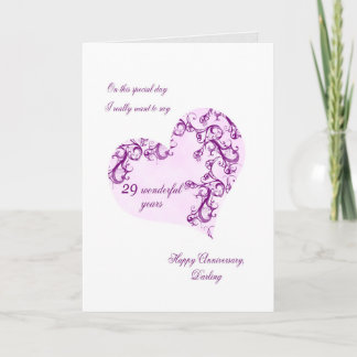 Romantic 29th Wedding Anniversary Card