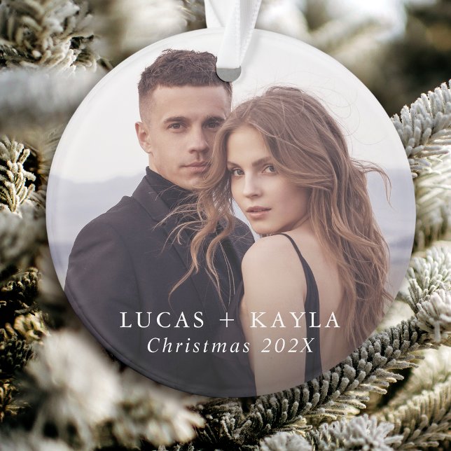 Romantic 2-Photo Custom Christmas Ornament (Personalize this custom ornament with 2 of your favorite photos.)
