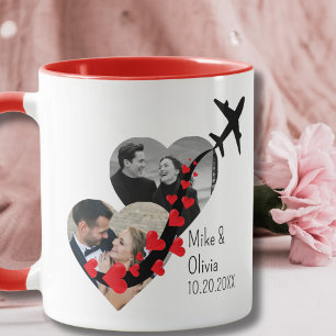 Romantic 2 Photos Aeroplane Elegant Wedding custom Mug