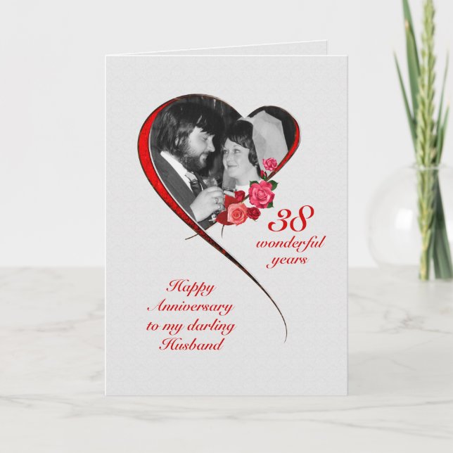 Romantic 38th Wedding Anniversary for Husband Card (Front)
