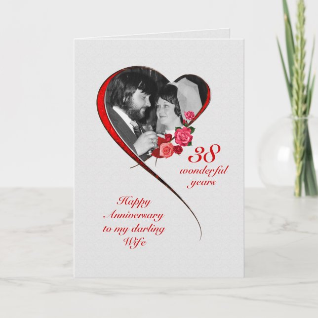 Romantic 38th Wedding Anniversary for Wife Card (Front)
