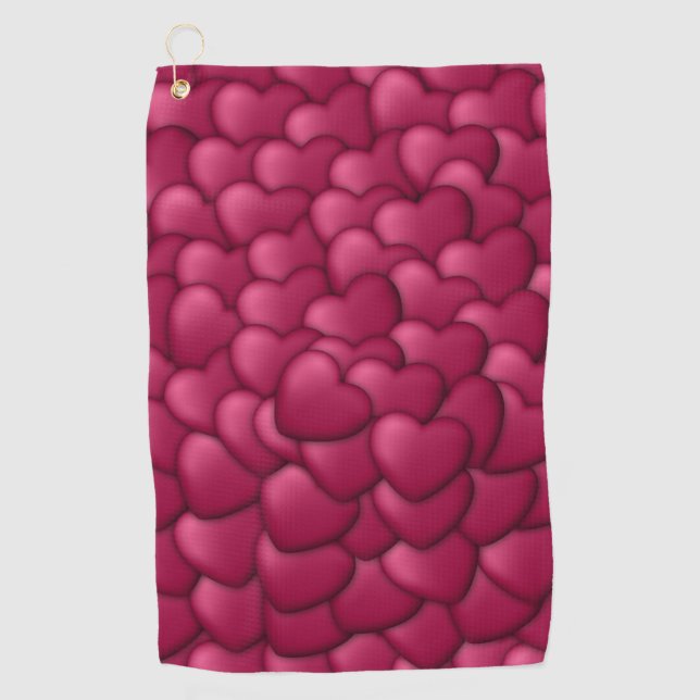 Romantic 3D Red Hearts Pattern-32322 Golf Towel (Front)