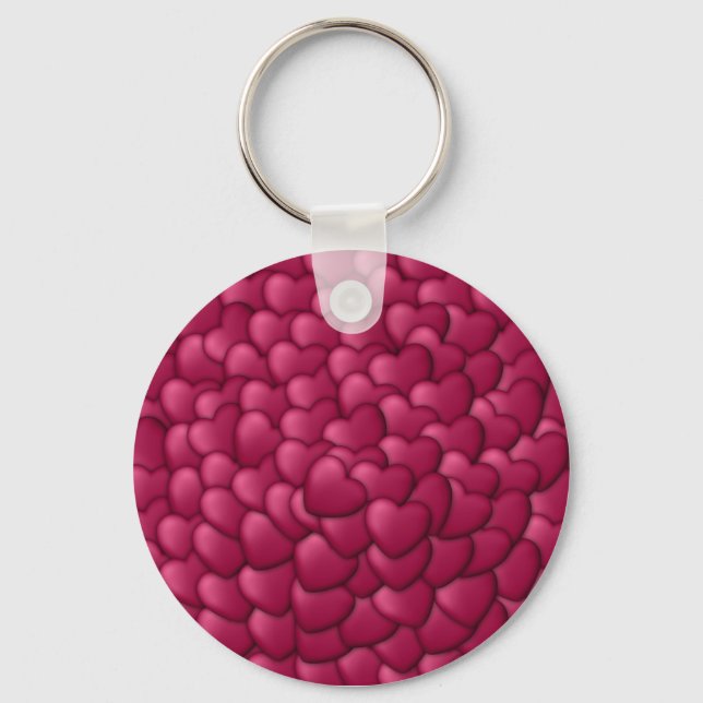 Romantic 3D Red Hearts Pattern-32322 Key Ring (Front)