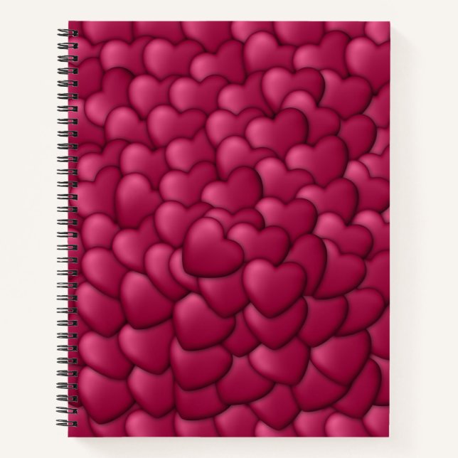 Romantic 3D Red Hearts Pattern-32322 Notebook (Front)