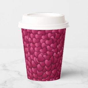 Romantic 3D Red Hearts Pattern-32322 Paper Cups