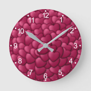 Romantic 3D Red Hearts Pattern-32322 Round Clock