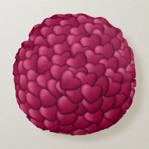 Romantic 3D Red Hearts Pattern-32322 Round Cushion