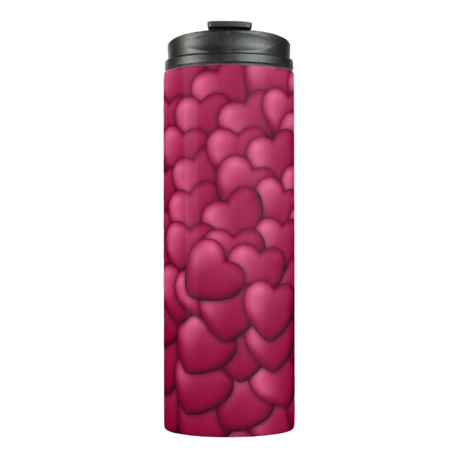 Romantic 3D Red Hearts Pattern-32322 Thermal Tumbler (Front)