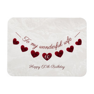 Romantic 60th Birthday Red Heart Bunting wife Magnet