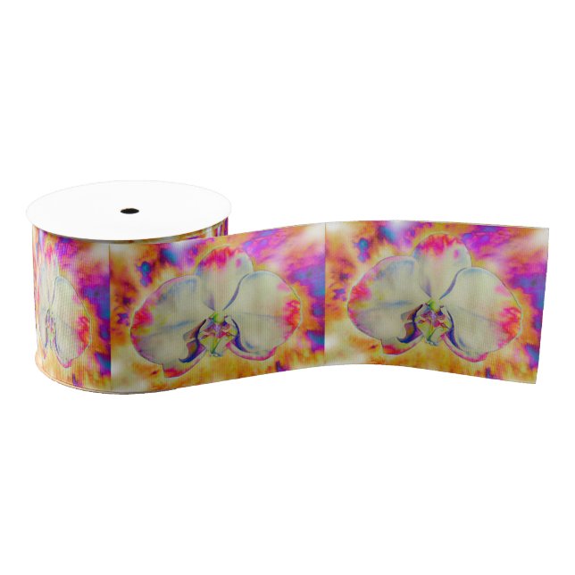 Romantic abstract orchid watercolor painting grosgrain ribbon (Spool)