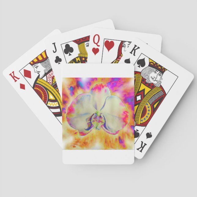 Romantic abstract orchid watercolor painting playing cards (Back)