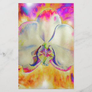 Romantic abstract orchid watercolor painting stationery