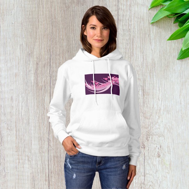 Romantic Abstract Pink Hearts Design On Purple  Hoodie (Creator Uploaded)