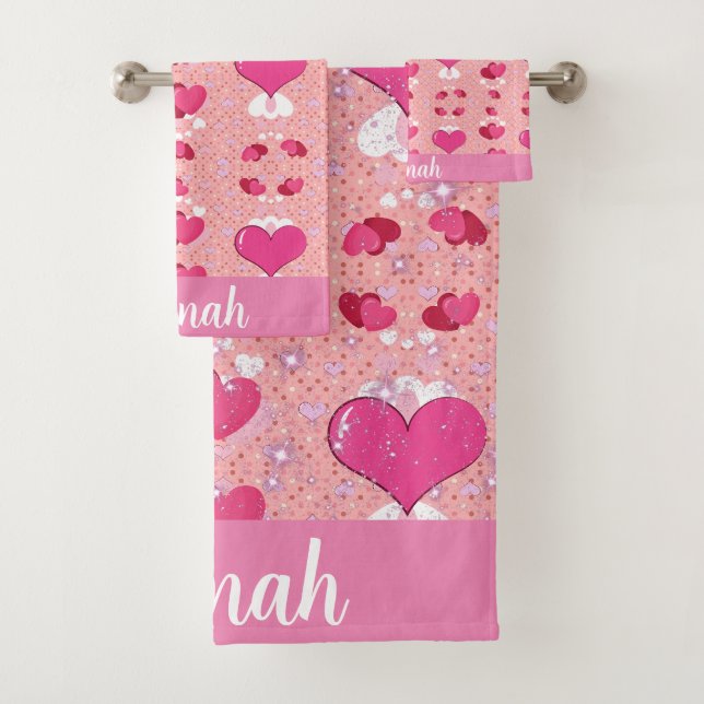 Romantic Aesthetic Love Design Bath Towel Set (Insitu)