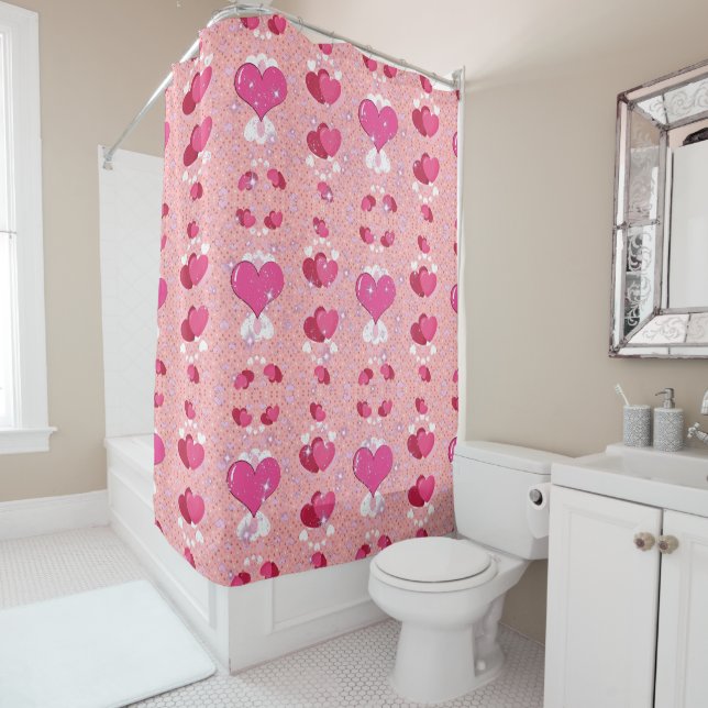Romantic Aesthetic Love Design Shower Curtain (In Situ)