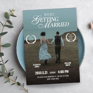 Romantic aesthetic movie poster photo wedding  invitation