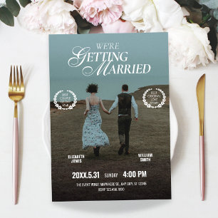 Romantic aesthetic movie poster photo wedding invitation