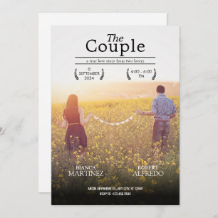 Romantic aesthetic wedding movie poster photo invitation