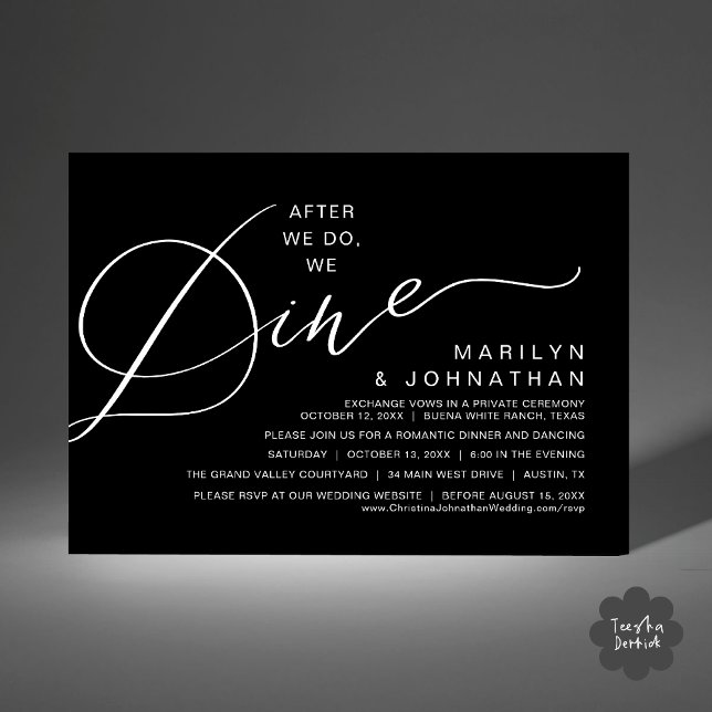 Romantic After We Do, We Dine, Wedding Dinner Invitation (After We Do We Dine Romantic Wedding Dinner Party Invitation Card Modern PDF Classy Black White)
