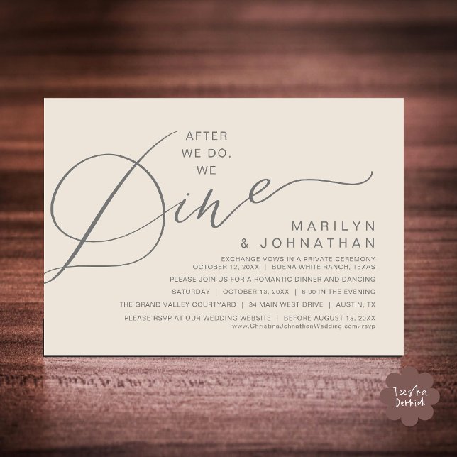 Romantic After We Do, We Dine, Wedding Dinner Invitation (After We Do We Dine Romantic Wedding Dinner Party Invitation Card Modern Boho PDF Classy Cream Grey)
