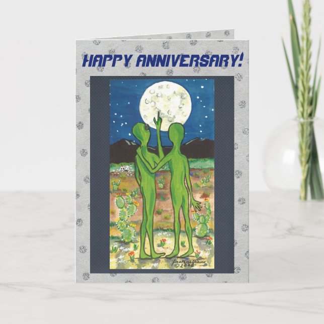 Romantic Aliens Anniversary Card Personalise It! (Front)
