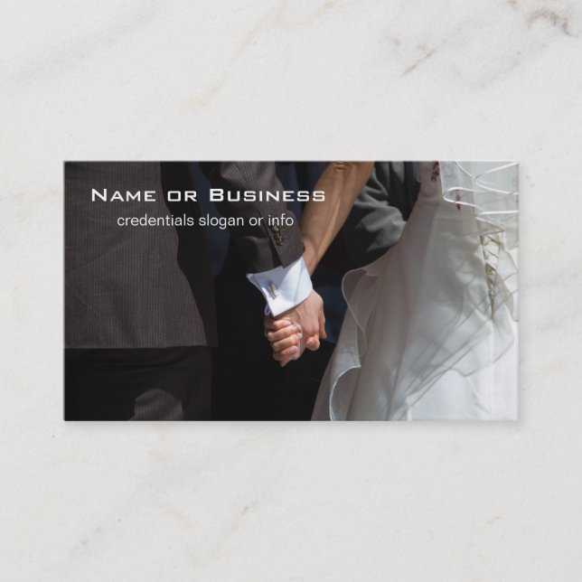 Romantic and Elegant Wedding Couple Holding Hands Business Card (Front)