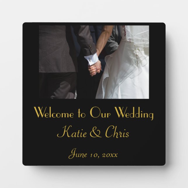 Romantic and Elegant Wedding Couple Holding Hands Plaque (Front)
