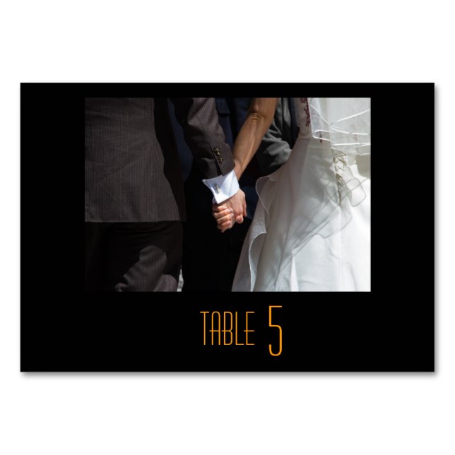 Romantic and Elegant Wedding Couple Holding Hands Table Number (Front)