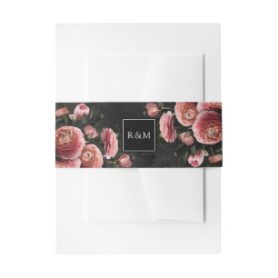 Romantic and Moody Pink Bouquet Invitation Belly Band