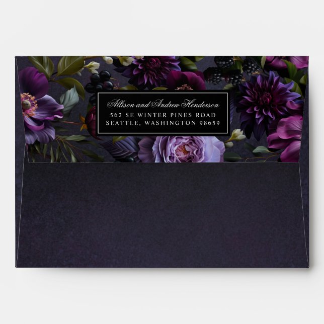Romantic and Moody Purple Bouquet Envelope (Back (Top Flap))