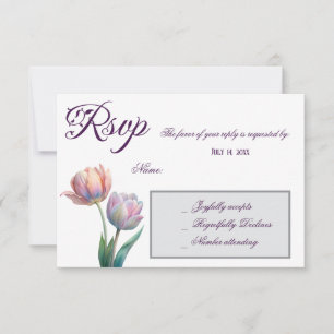 Romantic and Poetic Pastel Tulips Watercolor RSVP Card