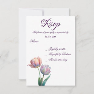 Romantic and Poetic Pastel Tulips Watercolor RSVP Card