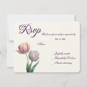 Romantic and Poetic Pastel Tulips Watercolor RSVP Card