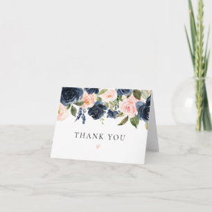 Romantic and Sweet Navy Blush Floral Thank You Card
