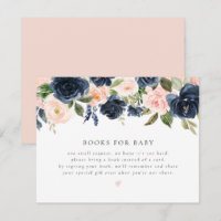 Romantic and Sweet Navy Floral Books for Baby Card