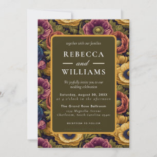 Romantic Anemones Accent Fall Wedding Invitation