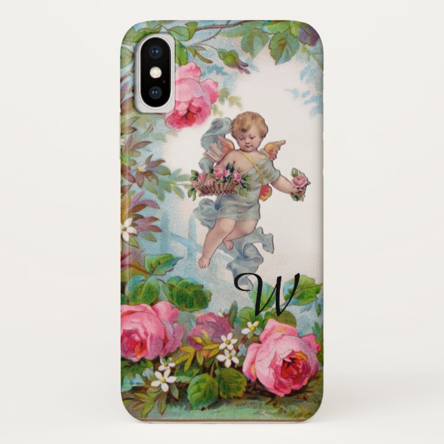 ROMANTIC ANGEL GATHERING PINK ROSES AND FLOWERS Case-Mate iPhone CASE (Back)